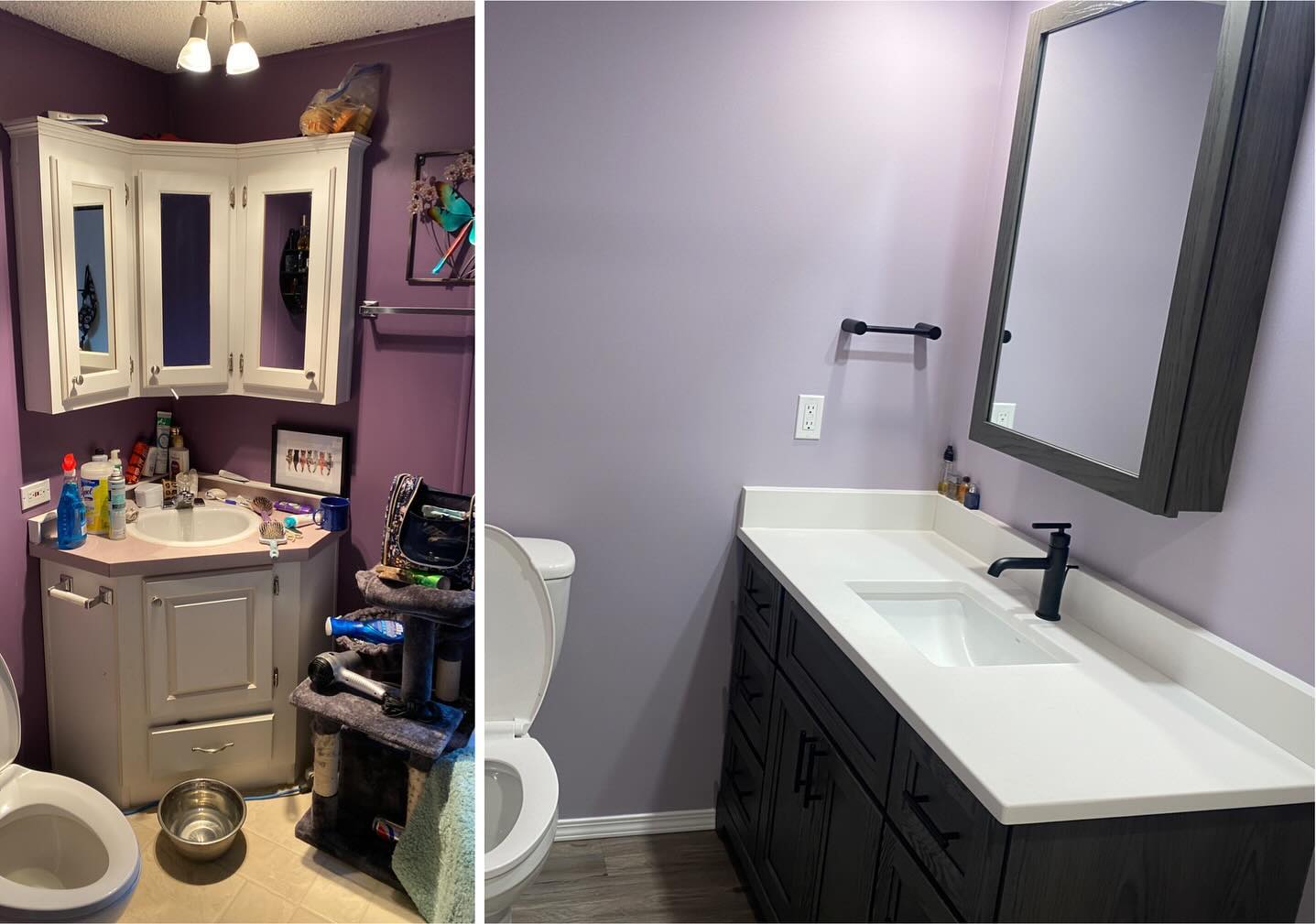 Vanity remodel before and after