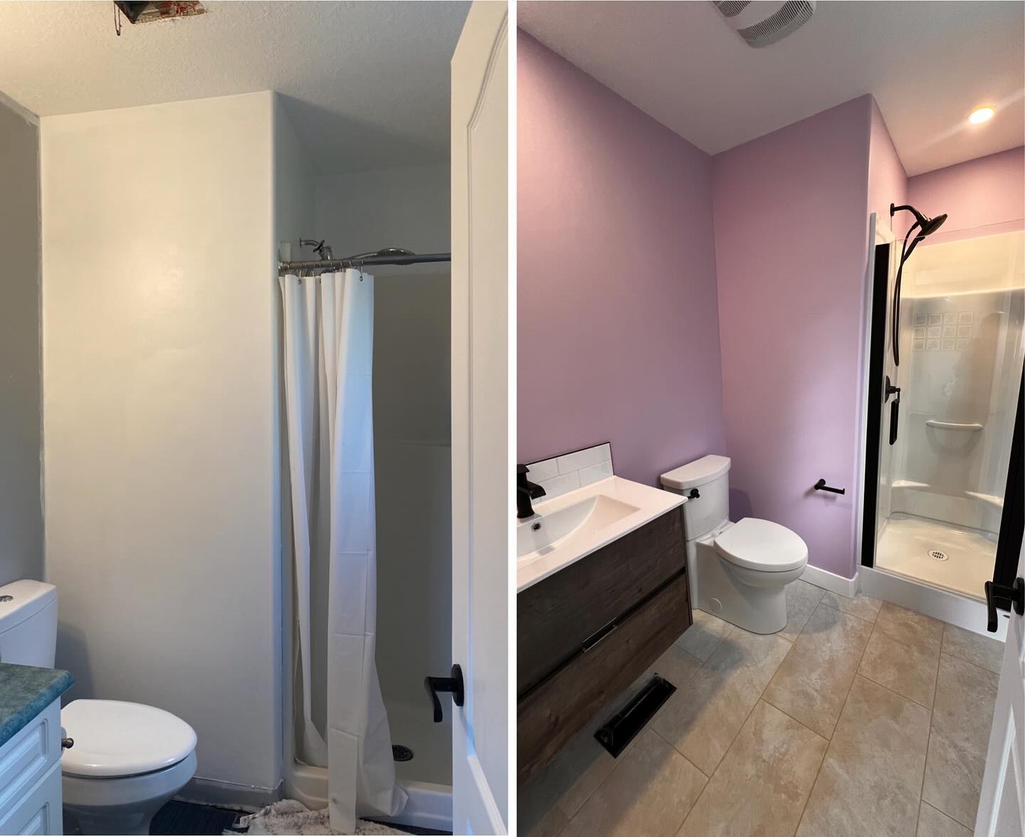 Ensuite bathroom before and after renovation